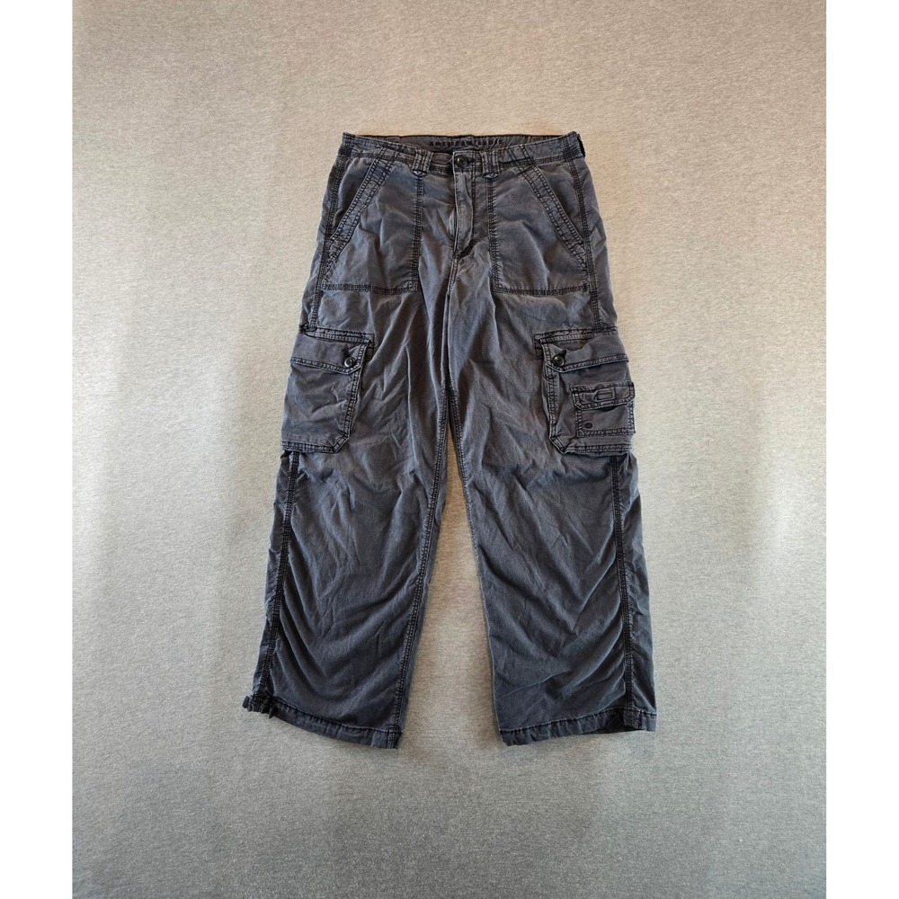 American Eagle Baggy Jogger Pants Womens 10 Short Gray Cargo Utility Stretch